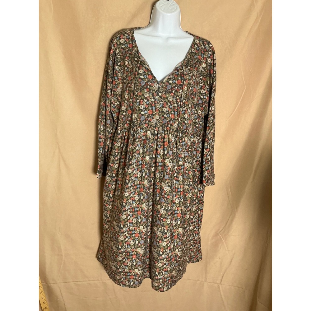 Suzanne Betro Floral Babydoll Dress Womens XL Multicolor Excellent Boho V-Neck